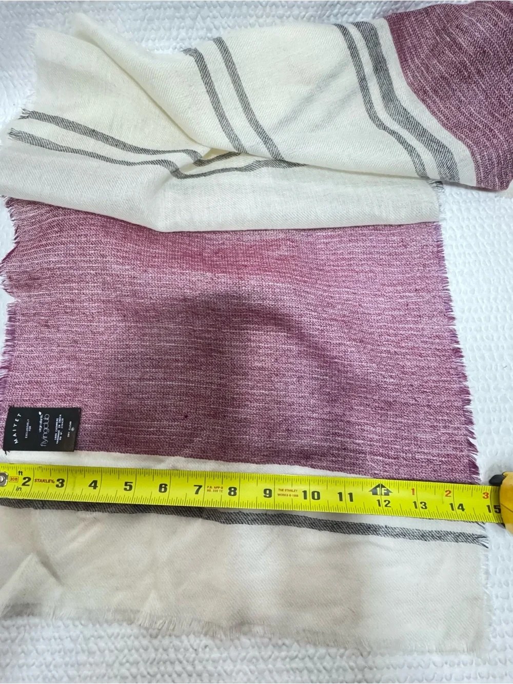 Maiyet Light Cream Scarf with Purple  Block 100 % cashmere virgin Atlantic flyi